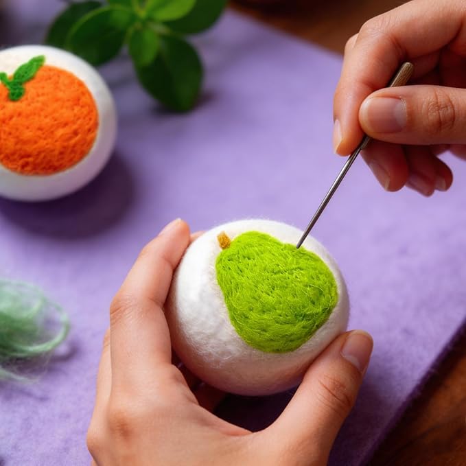 Wool Dryer Balls XL 6 Pack, Reusable Laundry Dryer Balls with Cute Fruit Design, Reduce Drying Time, Soften Clothes, Anti Static, Eco Friendly Dryer Sheets Alternative
