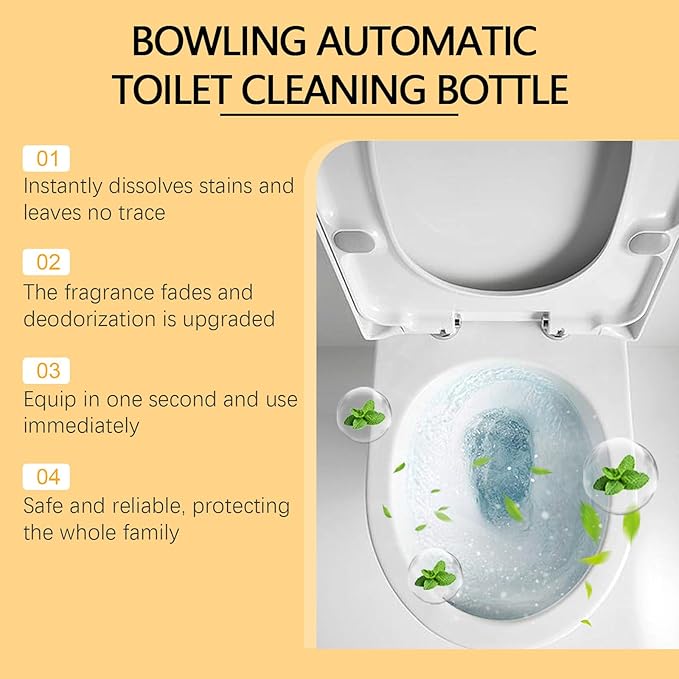 Bowling Blue Bubble Toilet Cistern Cleaner, Bleach Toilet Cleaner, Limescale Remover for Deodorizing & Descaling, Toilets Smell Refresher, Automatic Long-Lasting Toilets Bowl Cleaners in Bottle (4)