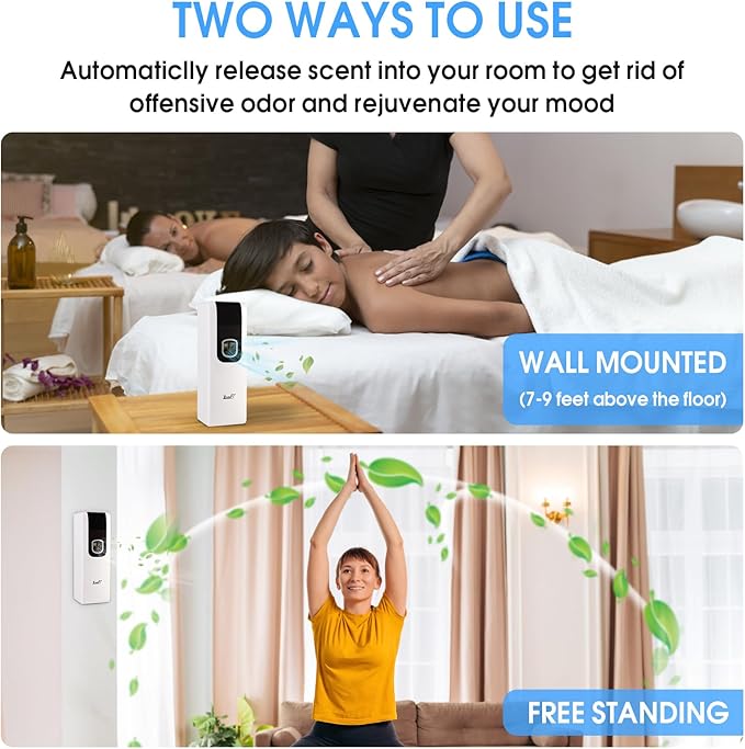 Air Freshener Spray Automatic Fragrance Dispenser Compatible with Glade and Airwick Refill Can 5.51"x 2.6", Free Standing/Wall Mounted Auto Air Freshener Holder for Home and Bathroom 296