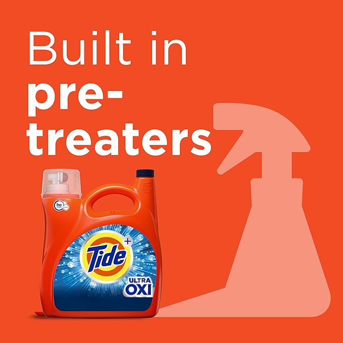 Tide Ultra Oxi Liquid Laundry Detergent, 106 Loads, 149 fl oz, HE Compatible