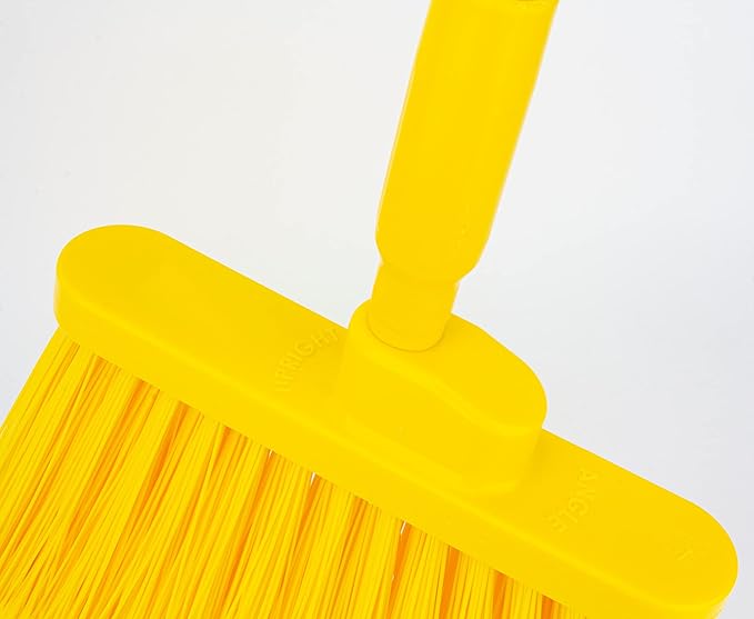 SPARTA 41082EC04 Plastic Color Coded Broom, Flagged Bristles, Long Broom With Angled Head For Large Debris, 56 Inches, Yellow, (Pack of 12)
