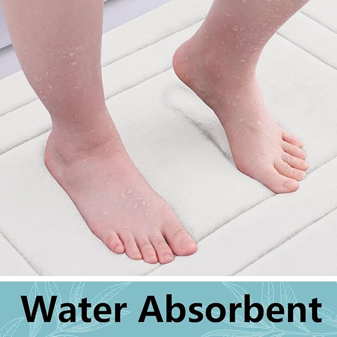 Arotive Memory Foam Bathroom Rug Mat 30x20, Ultra Soft and Absorbent Bath Mat, Machine Wash Dry, Comfortable Bath Rug Carpet for Bathroom Floor, Tub and Shower, Ivory