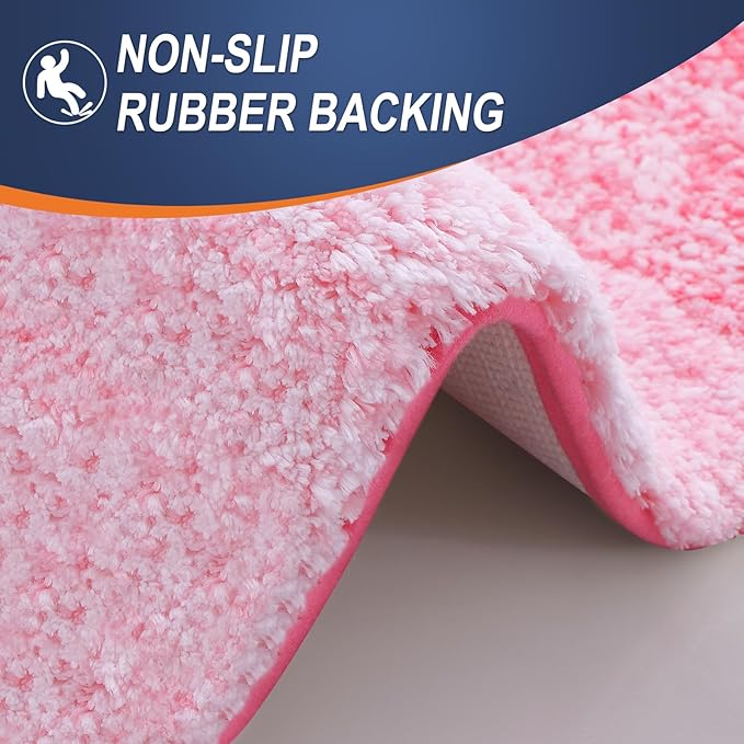 OLANLY Bathroom Runner Rugs Mat 70x24, Extra Soft Absorbent Microfiber Bath Rugs, Rubber Backing, Quick Dry, Washable Long Bath Mats for Bathroom Floor, Tub and Shower, Home Decor Accessories, Pink