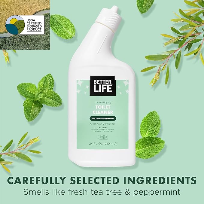 Better Life Plant-based Toilet Bowl Cleaner (24 Oz, 2 Pack) + Bathroom Cleaner (32 Oz, 2 Pack)