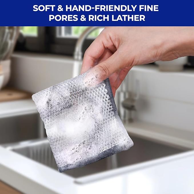Wangjinpeng 50 Pcs New Upgrade 3-Layer Metal Dish Cloths, Non-Scratch Odor-Free Multipurpose Wire Dishwashing Rags for Wet Dry Use, Kitchen Cleaning Cloths for Dishes, Sinks & Stove Tops(7.87X7.87)