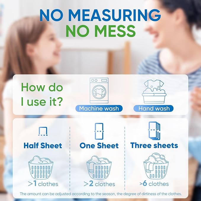 Diesetsr Laundry Detergent Sheets 150 Counts Travel Laundry Sheet ECO-friendly, 300 Small Loads Plastic-Free Clothes Washing Soap- Laundry Sheet Fresh Linen