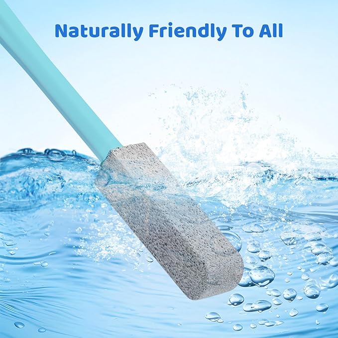 Pumice Stone Toilet Bowl Cleaner with 11.8 Inch Handle, Multi-Surface Cleaning Tool for Bathroom, Pool, Grill (8 Pack)