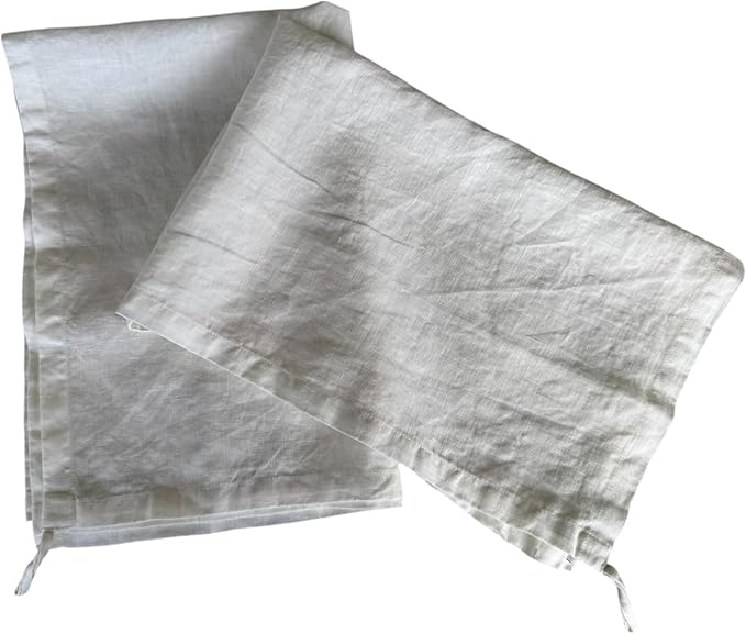 Linen Kitchen Dish Towels - 20 x 27 inch – 100% Pure Stonewashed Linen Hand Towel/Tea Towel - Set of 2 (White)