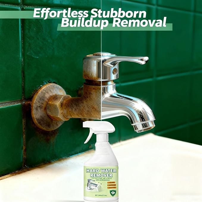 Hard Water Remover, Cleaner for Shower, Glass, Toilet, Water Pipe, Tub & Sink 500 ml/17.6fl oz