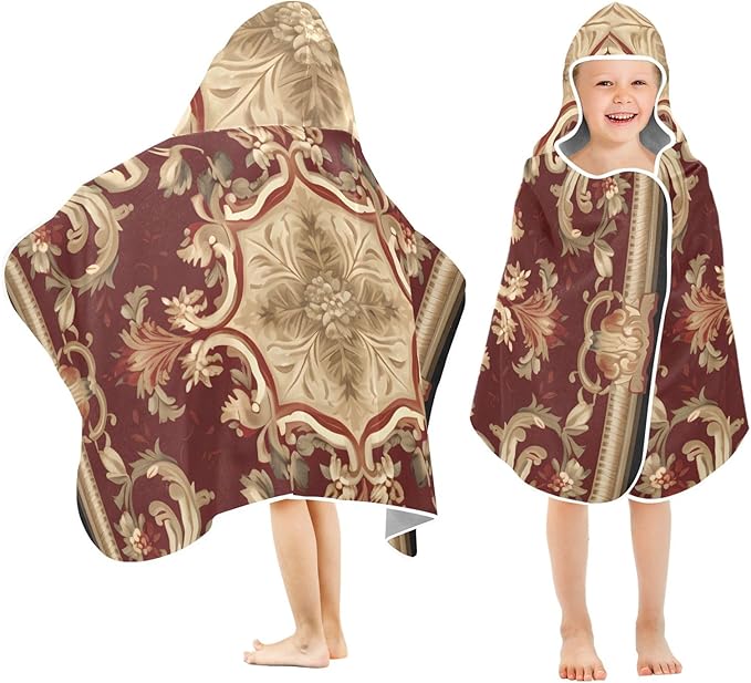 Hooded Towel for Kids Elegant Tribe Floral Beach Wrap Bath Towels 50x23.5in