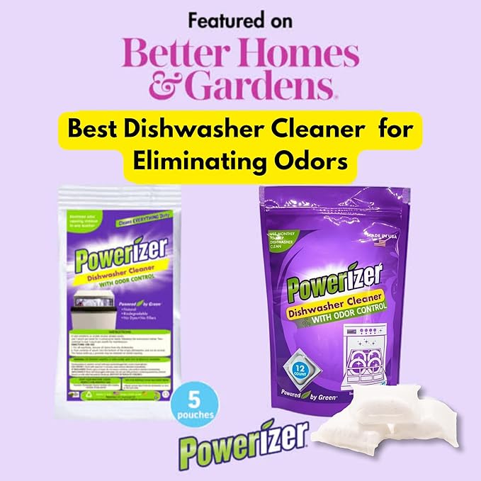 Powerizer Dishwasher Machine Cleaner Pods, 12 Count | Deep Clean Your Dishwasher Machine | Removes Odor & Buildup | Eco-Friendly, Biobased, Non-Toxic Formula