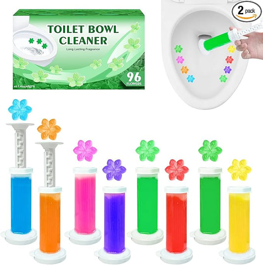 Toilet Gel, Toilet Stain Removal Cleaning Air Freshener, 96 Flowers, 8 Kinds Of Scent Toilet Bowl Cleaner【2 Boxes】