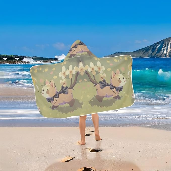 Hooded Towel for Kids Forest Kitten Beach Wrap Bath Towels 50x23.5in