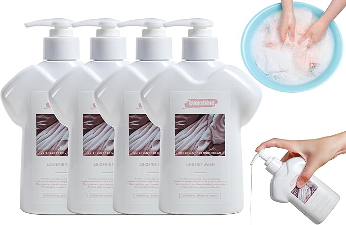 Lingerie Detergent - Double Concentrated, Lady Scented, Delicate Underwear Cleaning Liquid - 10.14 Fl Oz (4 Rose&vanilla)