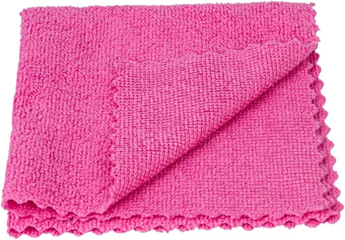 Restaurantware-Clean Tek Professional 11.81 x 11.81 Inch Microfiber Rags In a Box, 250 Absorbent Cleaning Cloths - No-Scratch, Pink Microfiber Reusable Edgeless Cleaning Towels, Leaves No Streak