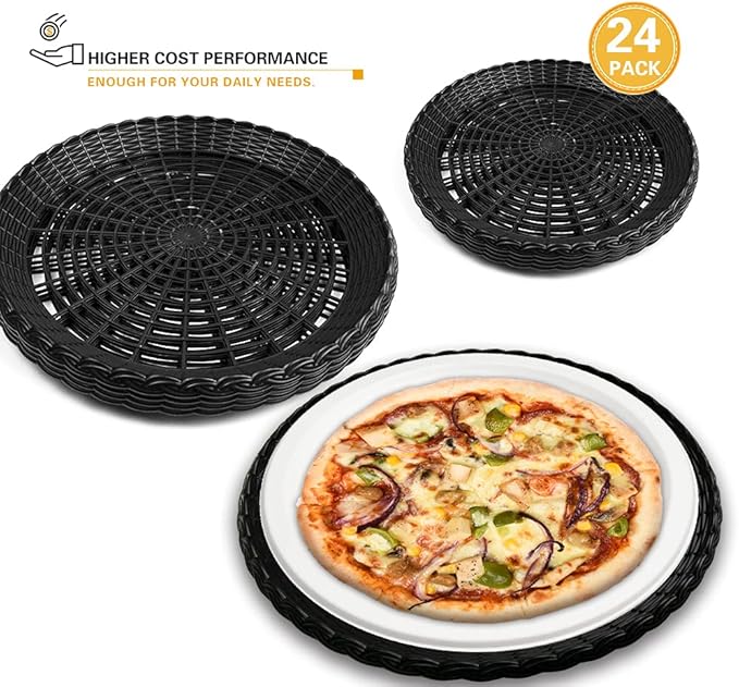 EBIGIC Paper Plate Holders, 8/12/24 Packs 9/10 Inch paper plate holders reusable Black Plastic Heavy Duty supports for Picnic Party Dinner