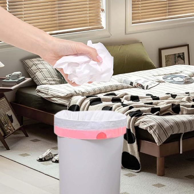 Waikas 8 Gallon Trash Bags, Drawstring Garbage Bags, 1.32Mil Thickness, 55 * 70cm, 9.9g/pcs, Pack of 34, Unscented, Black