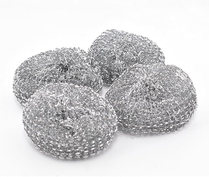 Pine-Sol Heavy-Duty Stainless Steel Scrubbers | Won’t Rust or Splinter | Scrub Sponges for Cast Iron, Oven Racks, Grills, 4 Pack