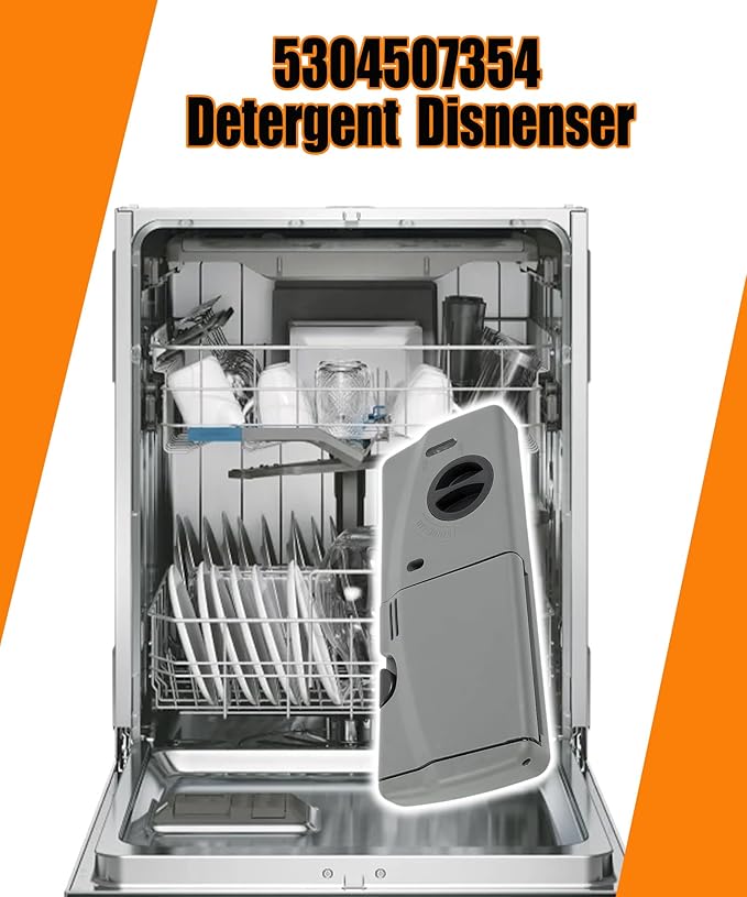5304507354 Detergent and Rinse Aid Dispenser for Dishwashers Kit Fits for Frigidaire, Electrolux, Kenmore, Replacement 154452704, 154542104, 154542107, 154574405, 154574406, 154860103