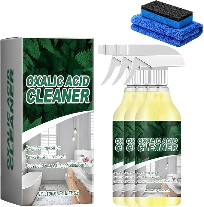 Lanenow Oxalic Acid Cleaner Spray for Bathroom Cleaning, Multi Surface Spray for Toilet, Bathtub, Porcelain and Tile (3pcs)