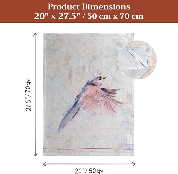 Maison d' Hermine Kitchen Towels Set of 3 100% Cotton 27.50" x 20" Reusable Cloth Tea Dish Towels Absorbent with Hanging Loop for Kitchen Farmhouse Hotel Spring Summer - Flying Birds