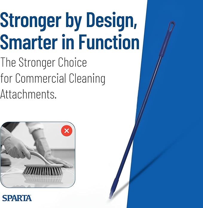 SPARTA 41225EC14 Fiberglass Broom Handle, Mop Handle, Replacement Handle With Acme Threaded Tip For Commercial Cleaning, 48 Inches, Blue, (Pack of 12)