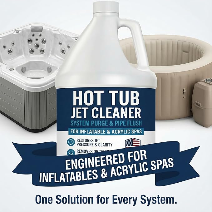 Hot Tub Jet Cleaner - 1 Gallon - Spa Line Flush & Spa System Flush - Jet Tub Cleaner for Jets, Lines & Tubes - Pipe & Line Purge Before Drain Refill - Made in USA - BubbyShine