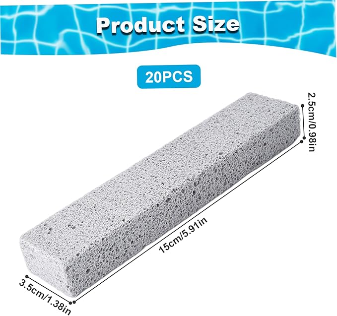 Pumice Stone for Cleaning 20Pcs 1.4x1x5.9in Pumice Stone Toilet Bowl Cleaner Foam Glass for Pool Tile Grill Concrete for Pool Tile Cleaning Household Supplies