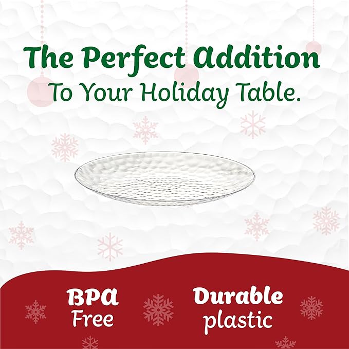 PLASTICPRO 30 Pack Heavyweight Disposable Plastic Plates - Elegant Clear Hammered Plates (Hammered Clear, 7'' INCH)