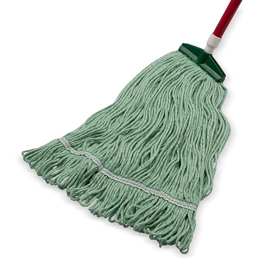 SPARTA Looped-End Mop Head with ACME Threaded Head for Cleaning and Janitorial Use, Synthetic Blend, Green