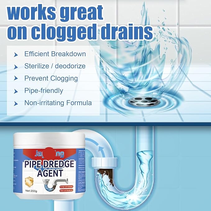 Drain Cleaner - Unclog Kitchen Sink, Bathroom Drain, Toilet, Hair & Grease Remover, Deodorizer, Safe for All Pipes(1PCS)
