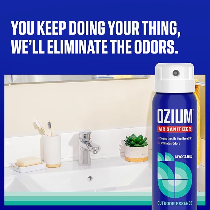 Ozium 3.5 Oz. Air Sanitizer & Odor Eliminator for Homes, Cars, Offices and More, Outdoor Essence Scent, 2 Pack