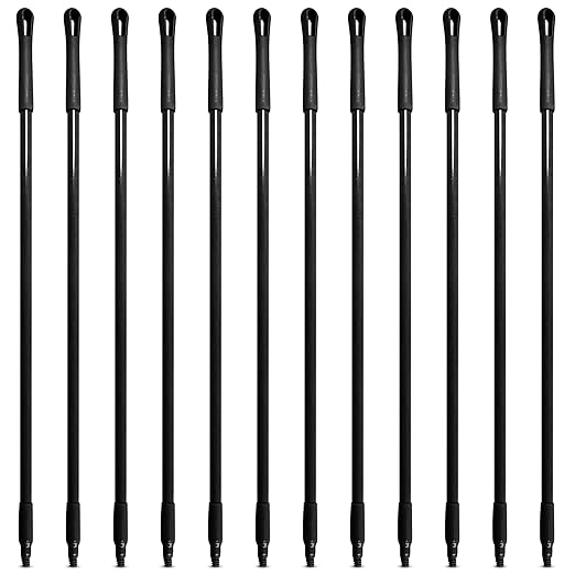 SPARTA 41225EC03 Fiberglass Broom Handle, Mop Handle, Replacement Handle With Acme Threaded Tip For Commercial Cleaning, 48 Inches, Black, (Pack of 12)