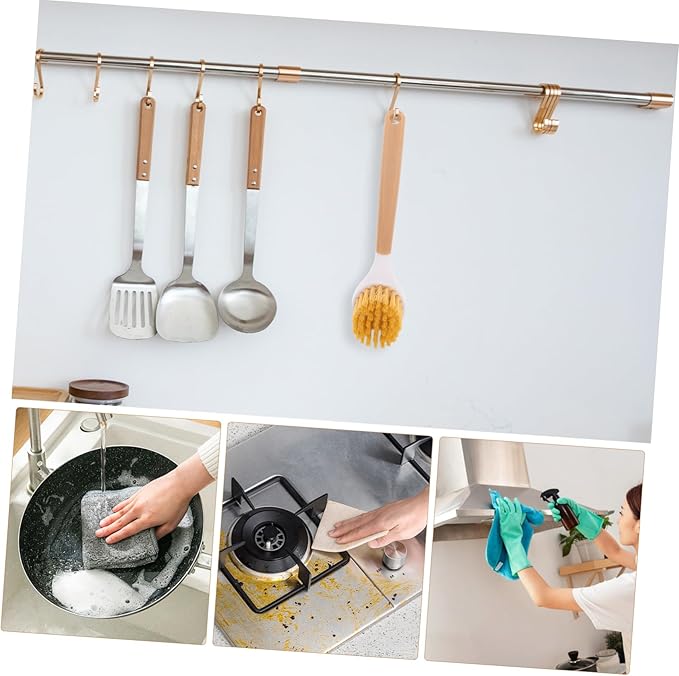 PRETYZOOM Kitchen Cleaning Supplies Dish Washing Brush Scrub Brush for Nonstick Pans Easy-Grip Handle Storage