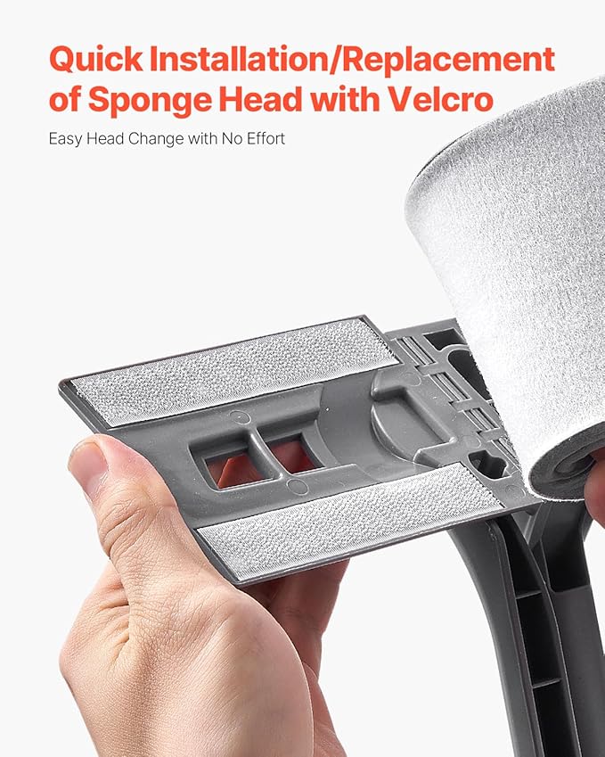 VEVOR Sponge Mop, High-Density PU Sponge Mop with 1 Pcs Sponge Mop Replacement, Easy to Squeeze Sponge Mop with Hook & Loop for Head Change, Fit for Various Floors’ Cleaning