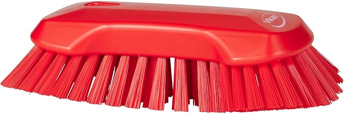 Vikan 38944 Extra Large Hand Brush, Multifunctional, Slip-Resistant Cleaning Tool, Extra Stiff Polypropylene & Polyester Bristle, 9.1", Red