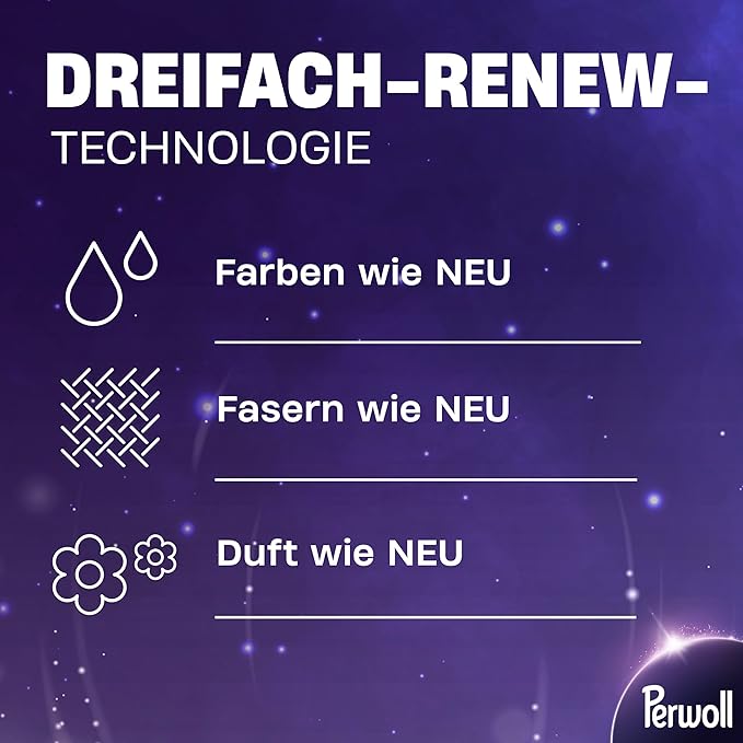 Perwoll Black Detergent (1 x 27 Wash Loads) Mild Detergent | Gently Cleans and Renews Dark Colors and Fibers | For All Dark Textiles | With Triple-Renew Technology