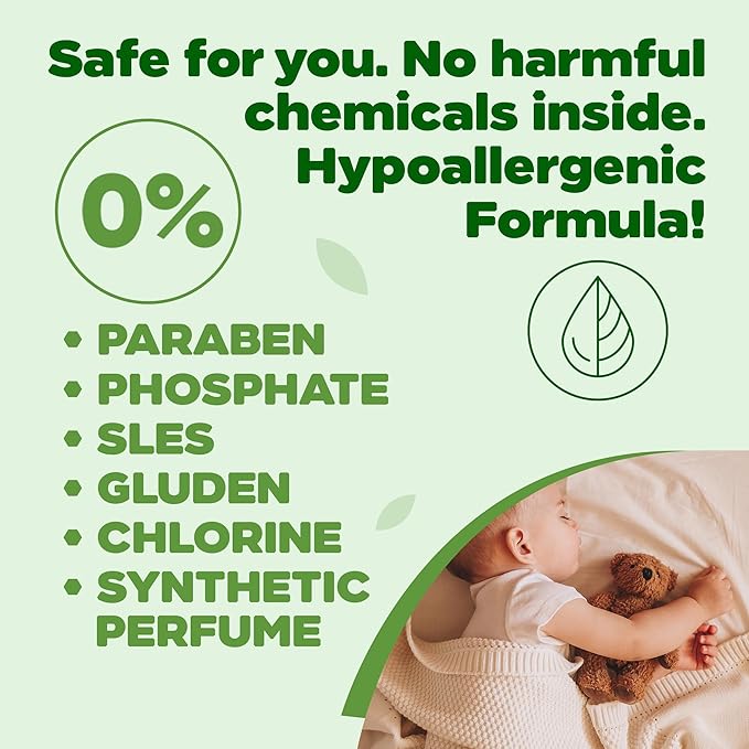 Baby Liquid Laundry Detergent, Plant-Based Laundry Soap Newborn & Infant Clothes, Hypoallergenic, Fragrance-Free, EcoCert Certified, 30 Washes, 50.7 fl oz (1500 ml) - 3 Pack