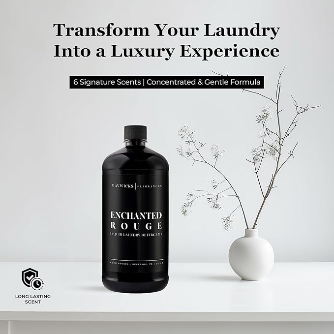 Mavwicks - Laundry Liquid Detergent (Enchanted Rouge) - 32 Oz Laundry Perfume Bottle for Men & Women, Stain & Odor Remover, Deep Clean, Long-Lasting Fragrance and Freshness for All Fabrics