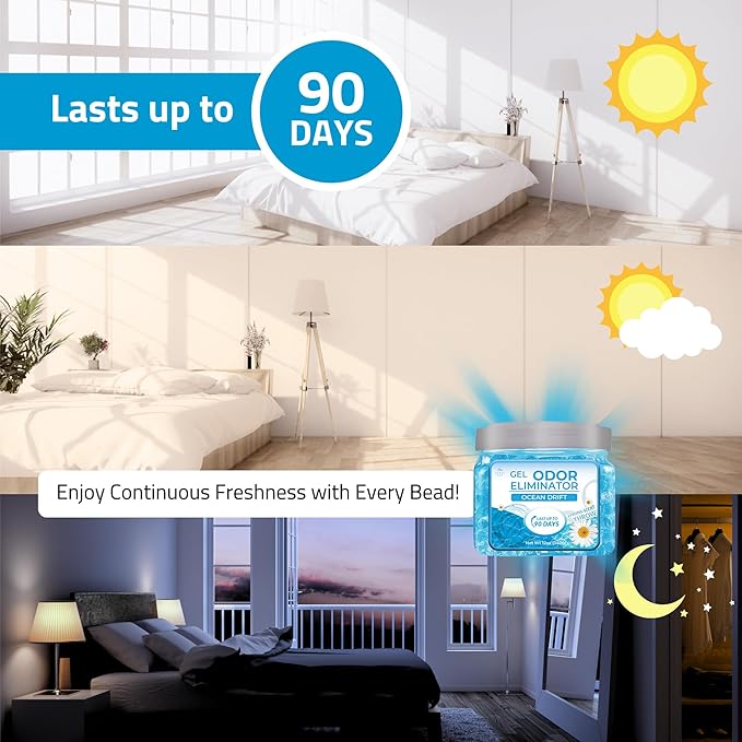 Pack of 2 Scented Gel Air Freshener | Ocean Scented Gel For Closet, Office, Car & Small Spaces | Room Deodorizer, Helps with Odor | Air Freshener Home Long Lasting | Bathroom Freshener | By Perfa