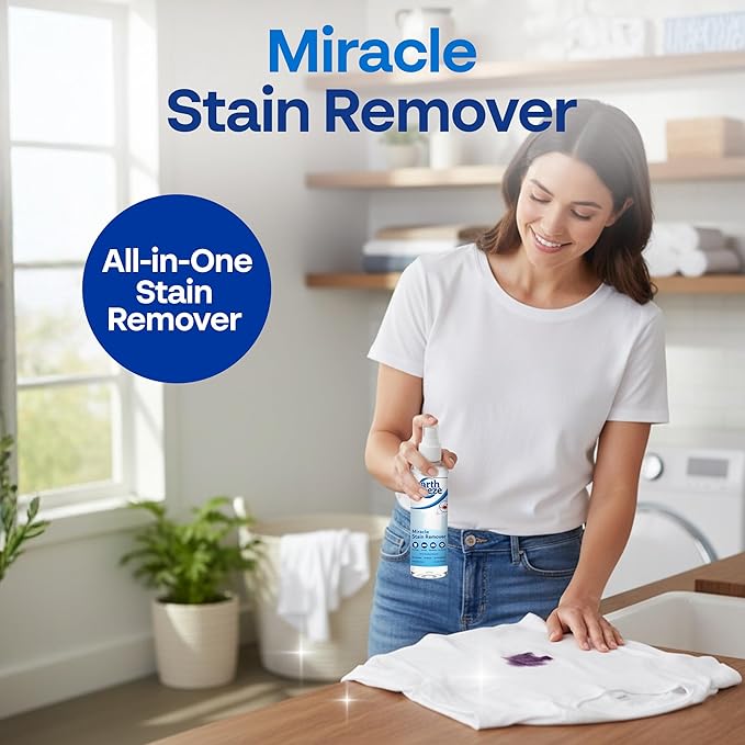 Earth Breeze Miracle Stain Remover Spray – Powerful All-In-One Solution - Removes Virtually All Household Stains – No Harsh Chemicals – Made in USA – Ultra-Effective Tough Stain Eliminator – 4fl oz.