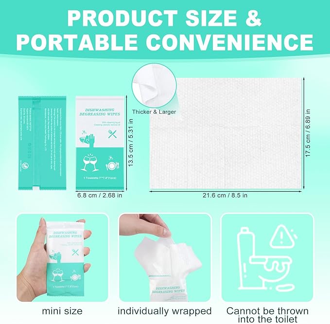 twoworld Disposable Dish Cleaning Wipes,Dish Wipes for Washing Dishes No Water for Camping Travel Kitchen Outdoor(pack of 30)
