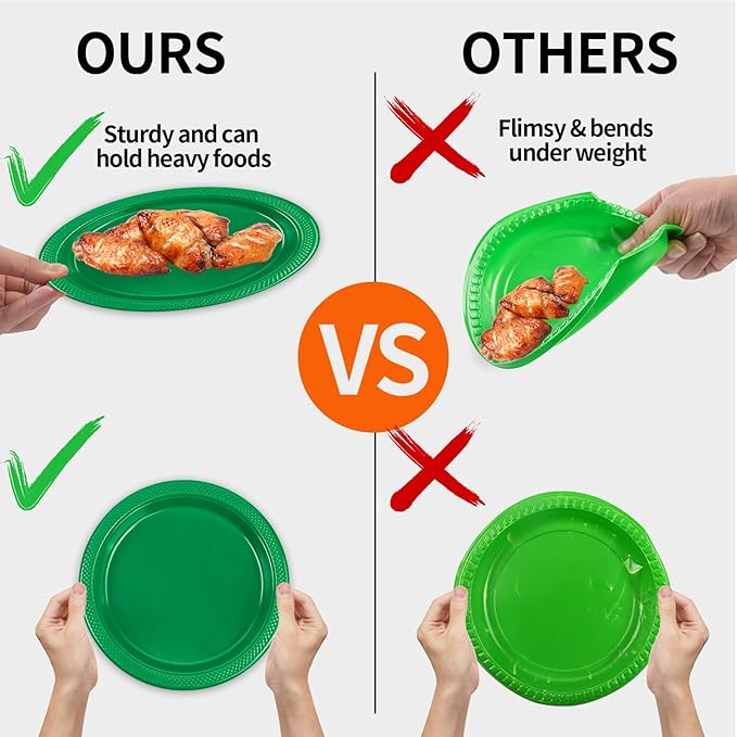 50 PCS Green Plastic Plates, 7 Inch Disposable Party Plates Dessert Plates for Picnic Birthday Wedding Christmas Party Supplies (Green, 7 Inch)