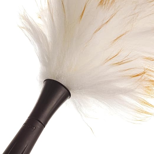 Unger Commercial StarDuster® Lambswool Duster with Handle (Case of 6), 17.5" Length, White/Black – Ideal for Dusting Shelves, Surfaces, and High Access Areas, LWDU0