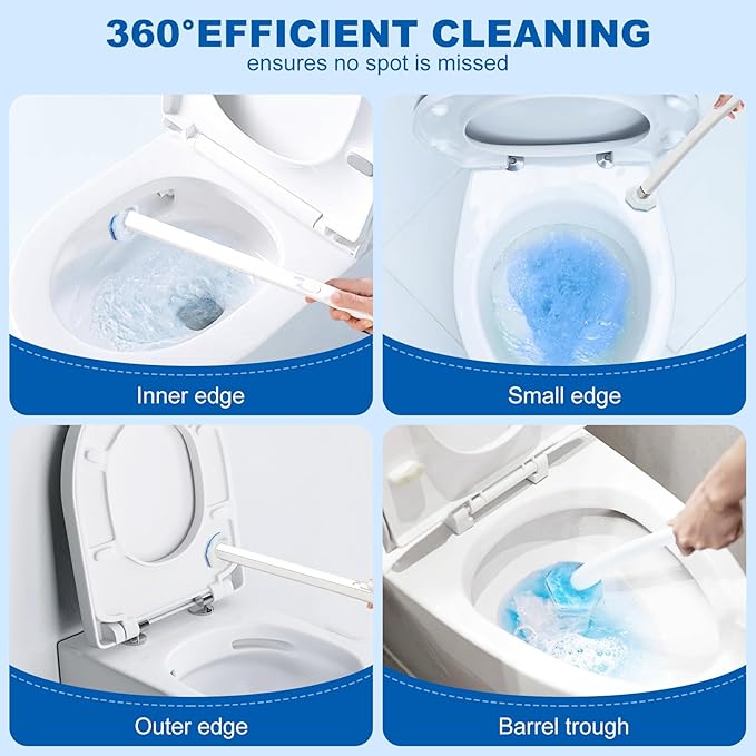 64Pcs Toilet Wand Refills, 5X Power Disposable Toilet Bowl Cleaners Scrubber Pads, Upgraded Cleaning Formula Disposable Wand Heads Compatible with Clorox and Most Standard Handles