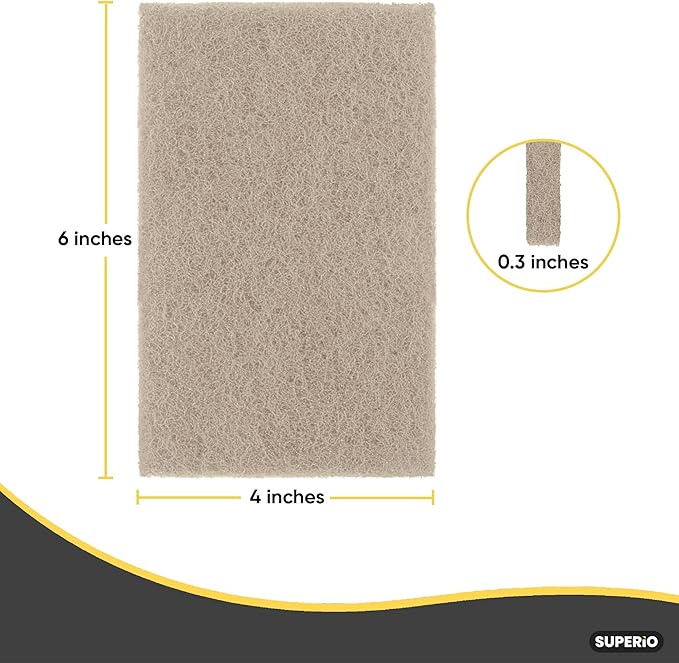 Natural Scouring Pad Non-Scratch Sisal Plant Based Scrubber Cleaning Scrub Pads, Eco-Friendly Reusable Kitchen Scrubbing Pad Pack of 9, by Superio