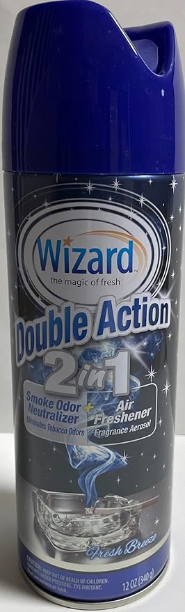 Wizard Double Action Smoke Odor Neutralizer & Air Freshener, Eliminates Smoke Smell & Odors, Freshens Air, Long-Lasting Scent; 3-Pack of 12oz Sprays fresh breeze