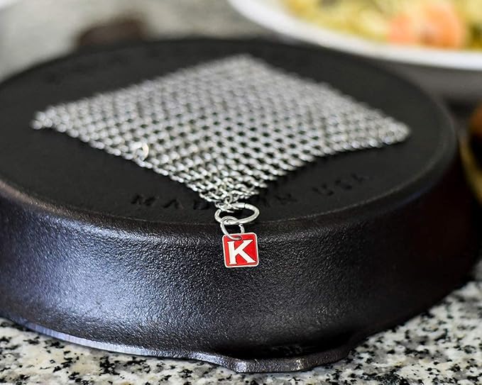 Knapp Made CM Scrubber 6" Small Ring Cast Iron Scrubber - Cast Iron Cleaner for Hard Anodized Cookware, Pre-Seasoned Pans, Dutch Ovens, Iron Pans, Grills and Skillet. Chain Mail Scrubber Cast Iron