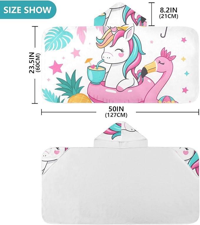 SUABO Kids' Bath Towels Flamingo Unicorn Hooded Towels for Boys Girls,Toddler Towels Multi-Purpose for Beach,Pool and Bathroom,23.5" x 50", Soft and Highly Absorbent