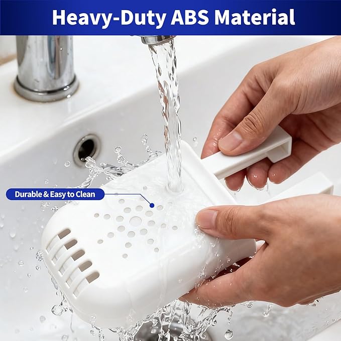 Controlled Release Toilet Bowl Cleaner Tablets Holder, 2-Pack Universal Toilet Tank Cleaner Dispenser, Adjustable Hanging Bleach Tablets Bracket for Long-Lasting Cleaning, Prevents Tank Buildup